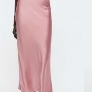 Zara Pink Satin Maxi Skirt